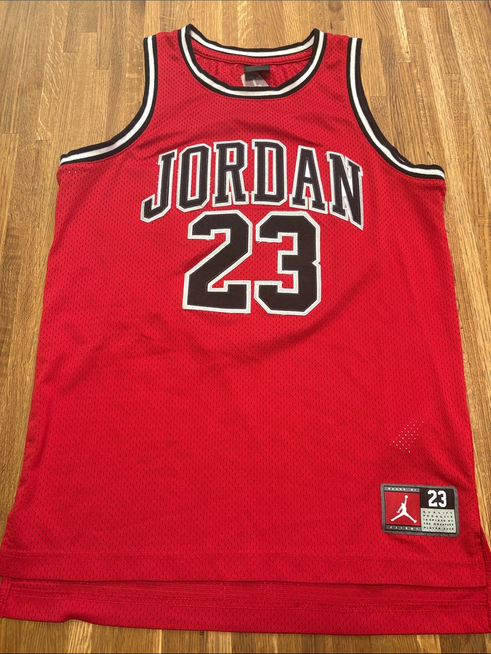 Jordan Red Mesh 23 Basketball Jersey with Black & White Trim